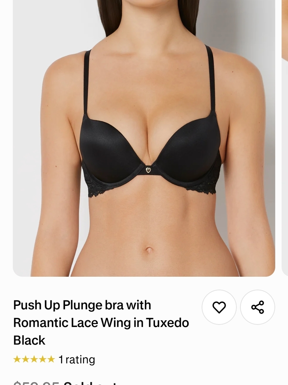 Push Up Plunge Bra - Black With Matching Underwear Included Xxl